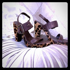 BCBG Leather Leopard Sandals